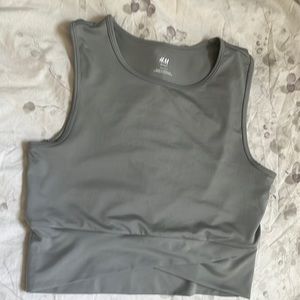 Grey Cropped Workout Top